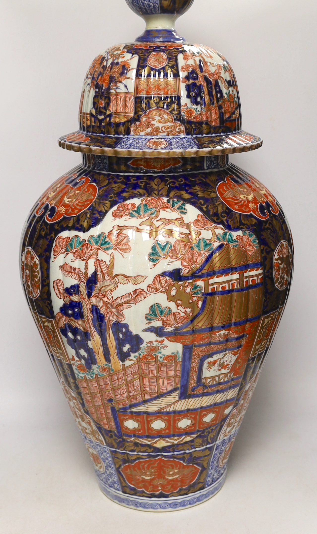 A large Japanese Imari vase and cover, 19th century, 70cm